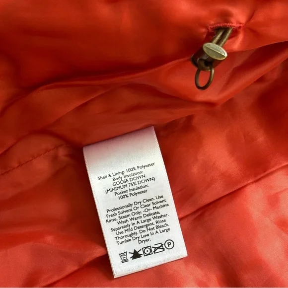 Eddie Bauer Down Quilted Vest Women’s Large Tan Orange Reversible Lightweight - Picture 6 of 8